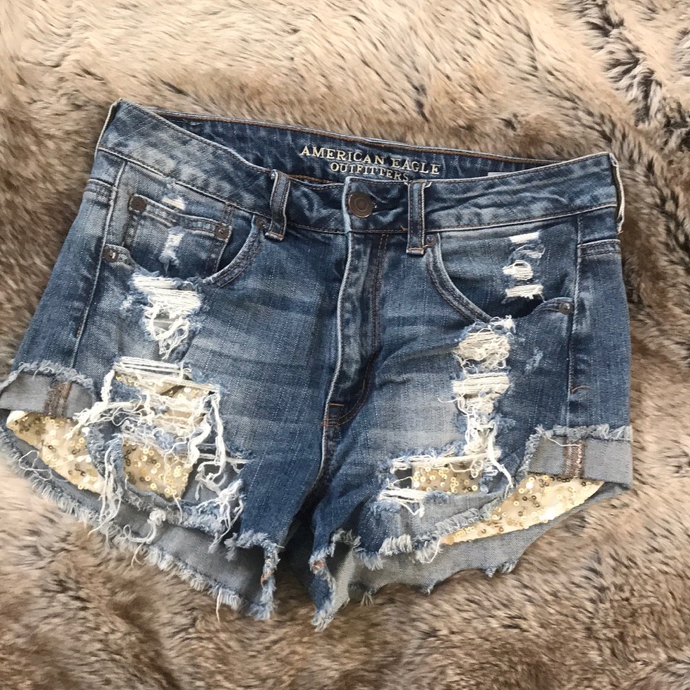 American Eagle shorts with sequin pockets